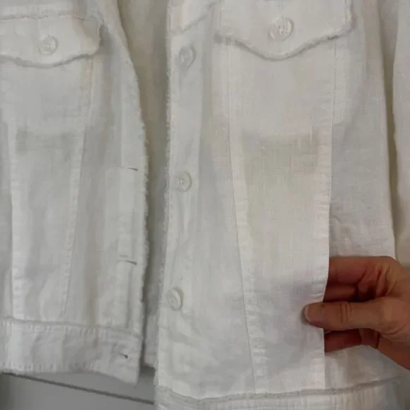 Tommy Bahama Two Palms Linen Jacket White Raw Edge Summer Coastal Timeless Small - Picture 9 of 16